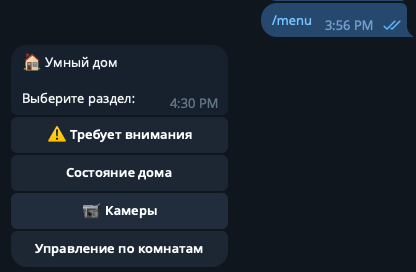 Главное меню Telegram-плагина BARY